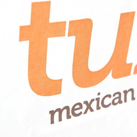 Printed White Takeout Bags With Flat Handles – Ref. Tuzo Printed White Takeout Bags With Flat Handles – Ref. Tuzo