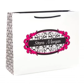 Luxury Matt Paper Bags With Printed Side Gusset - Ref. Sitara Morgan