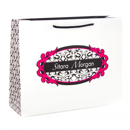 Luxury Matt Paper Bags With Printed Side Gusset - Ref. Sitara Morgan Luxury Matt Paper Bags With Printed Side Gusset - Ref. Sitara Morgan
