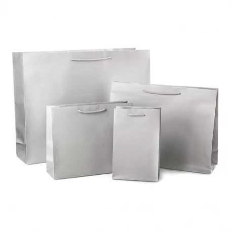 Luxury Grey Matt Paper Bags With Rope Handles Luxury Grey Matt Paper Bags With Rope Handles