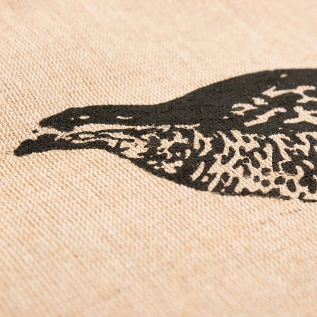 Printed Jute Bags With Black Rope Handles - Ref. Quails Printed Jute Bags With Black Rope Handles - Ref. Quails