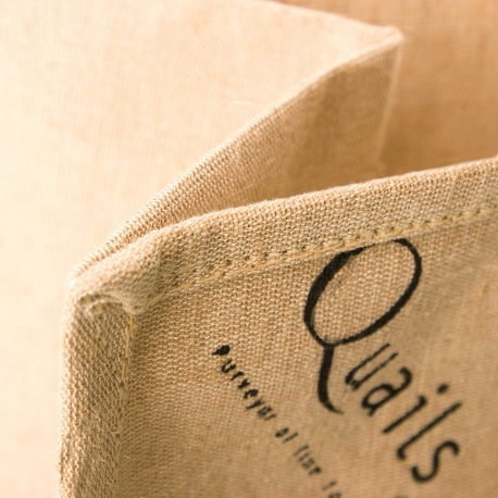 Printed Jute Bags With Black Rope Handles - Ref. Quails Printed Jute Bags With Black Rope Handles - Ref. Quails