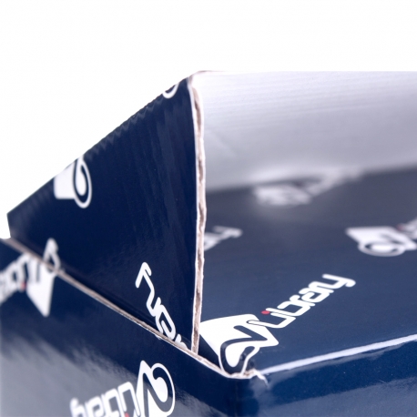 Gloss laminated white corrugated card mailing box Ref. CV Library Gloss laminated white corrugated card mailing box Ref. CV Library