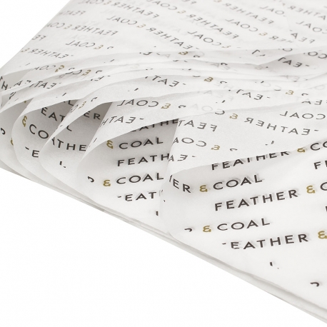 Bespoke Printed Tissue Paper- Ref. Feather and Coal Bespoke Printed Tissue Paper- Ref. Feather and Coal