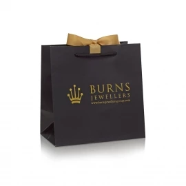 White Luxury Card with Hot Gold Foil Bag– Ref. Burns Jewellers