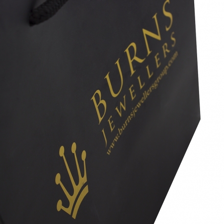 White Luxury Card with Hot Gold Foil Bag– Ref. Burns Jewellers
