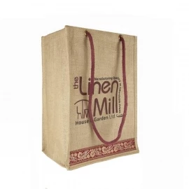 Printed Jute Bags - Natural Bags with Shoulder Handles - Ref. The Linen Mill
