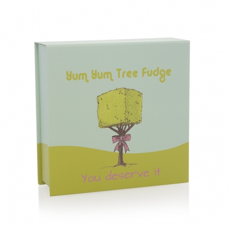 Yum Yum Tree Fudge Custom Printed Ribbon Sealed Paper Boxes Yum Yum Tree Fudge Custom Printed Ribbon Sealed Paper Boxes
