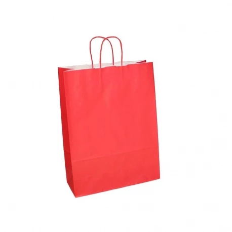 Red Twisted Handle Kraft Paper Carrier Bags