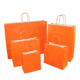Orange Paper Bags With Twisted Handles