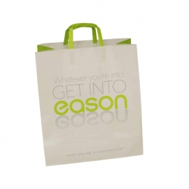 Bespoke White Kraft Flat Handle Carrier Bags – Ref. Eason
