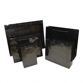 Luxury Black Gloss Paper Bags With Rope Handles
