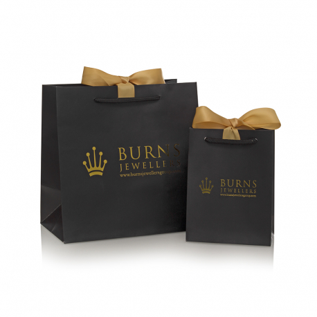 White Luxury Card with Hot Gold Foil Bag– Ref. Burns Jewellers White Luxury Card with Hot Gold Foil Bag– Ref. Burns Jewellers