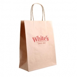 Printed Unvarnished Brown Paper Bags With Twisted Handles - Ref. Whites Oats