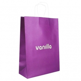 Printed Purple Paper Bags With Twisted Handles - Ref. Vanilla