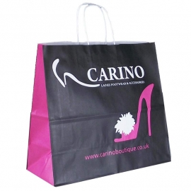 Printed Three Colour Paper Bags With Twisted Handles - Ref. Carino