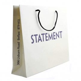 Printed Matt Rope Handle Paper Bag With Bold One Colour Logo-Ref. Statement
