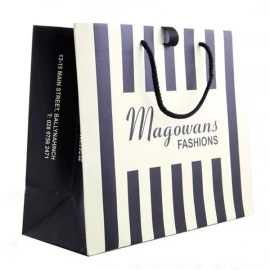 Printed Luxury Matt Rope Handle Paper Bags With Ribbon Bow - Ref. Magowans