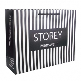 Black & White Printed Luxury Matt Paper Bags With Rope Handles - Ref. Storey