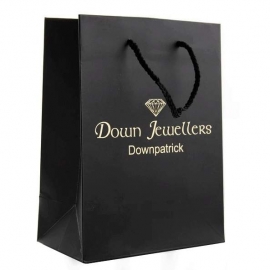 Printed Luxury Matt Paper Bag With Black Rope Handles - Ref. Down Jewellers