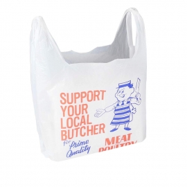 Printed HDPE T-Shirt Bags With Two-Colour Logo - Ref. Butchers