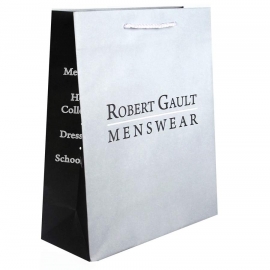 Recycled Grey Paper Bags With White Rope Handles – Ref. Robert Gault